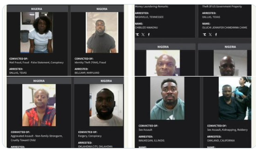 Photographs  of some Nigerians on criminal list set for deportation from US